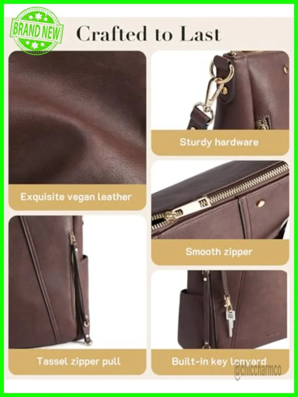Leather Hobo Bag Crossbody Purse Shoulder Handbag with Dual Straps